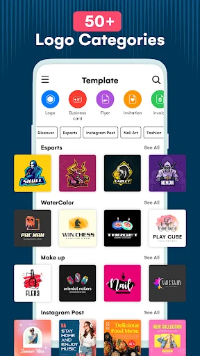 Browse 50+ logo templates by category: Sport, Food, Education, Fashion in Logo Maker's AI graphic design app