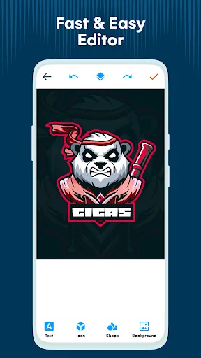 Gaming logo editor with text, icon, shape, and background tools - create esports design with fast easy editor