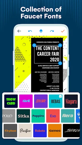 Design posters with diverse font collection including Show Card, Bebas, Poppins, Sitka fonts and typography styles