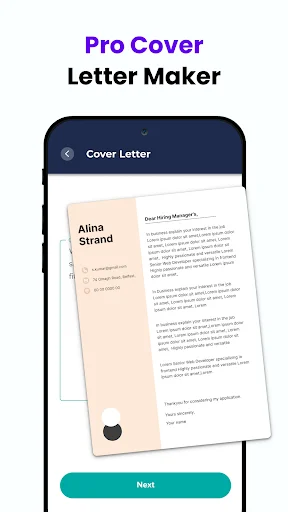 Cover Letter Maker tool with customizable professional letter template for Alina Strand