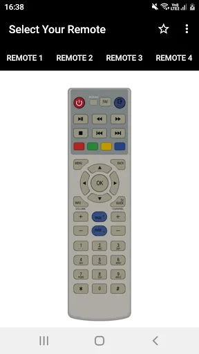 Remote 4: Light beige TV remote with power button, directional controls, color buttons, and full numeric keypad interface design
