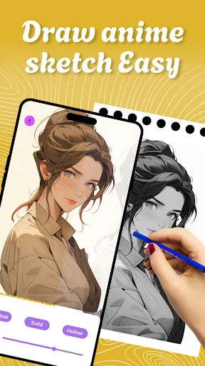Draw anime portraits using stylus with multiple art style templates