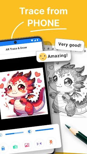 Trace from PHONE - AR Draw tracing feature with cute anime character sketches and user reviews