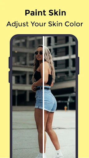 Paint Skin feature for adjusting skin tone and color on photos with before and after comparison