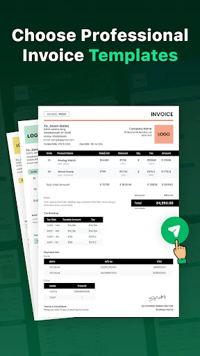 Professional invoice template gallery showing diverse design options with different layouts, colors, and formatting styles