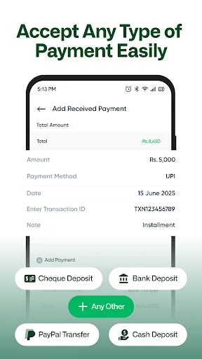Payment tracking interface showing multiple payment method options including bank transfers and digital wallets