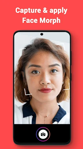 Capture and apply face morph feature with face detection technology and camera button for selfies