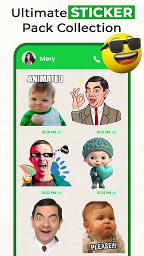Ultimate sticker collection with animated memes and funny characters for WhatsApp messaging