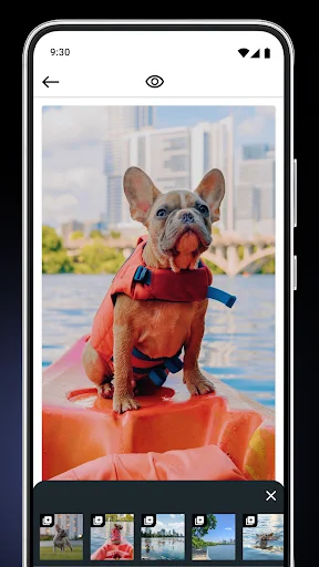 Photo upload and editing screen in Instory app for adding images to animated story templates