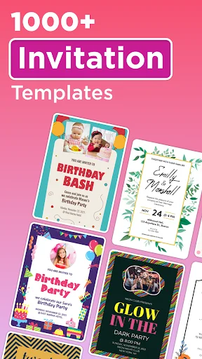 1000+ invitation templates featuring birthday bash, glow party, and floral card designs for events