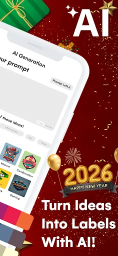 AI label generation tool with prompt input to turn creative ideas into custom label designs