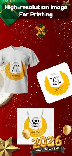 High-resolution label designs displayed on printable merchandise like t-shirts for product customization