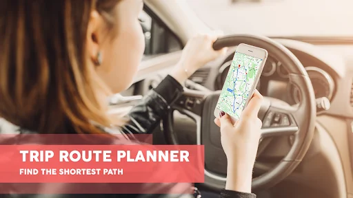 Trip Route Planner showing optimal navigation path on smartphone for drivers to find shortest route