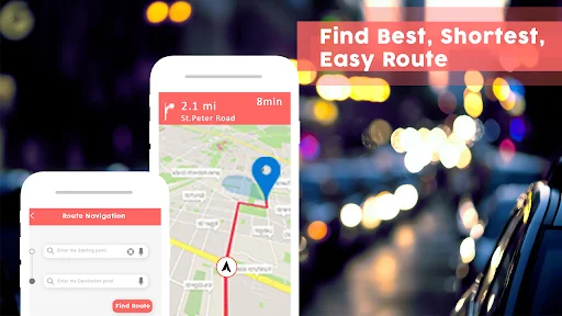 Route comparison tool displaying multiple route options including best, shortest, and easy paths with distance and duration