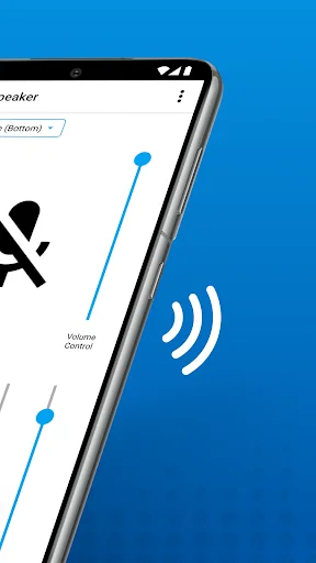 Wireless audio streaming control with volume sliders and microphone mute button for Bluetooth speaker