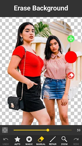 Photo background eraser removing backdrop from group photos with precision editing and transparent result