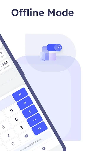 Offline mode feature for currency converter app with calculator showing math operations without internet connection