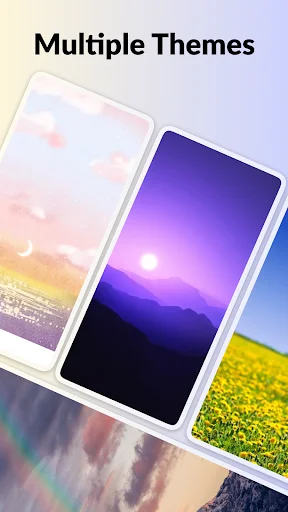 Multiple theme backgrounds gallery displaying landscape and gradient color theme options for app customization