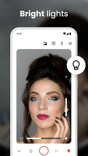 Bright light control in beauty mirror app with adjustable lighting for perfect makeup application