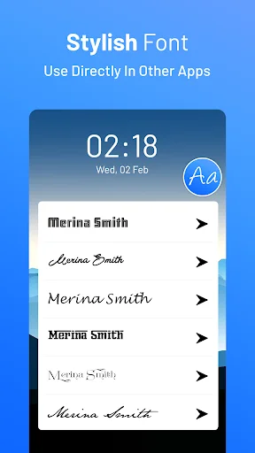 Stylish Font keyboard overlay on phone screen demonstrating direct use of custom fonts in other mobile apps