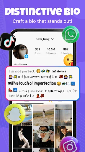Distinctive bio profile example with stylish fonts, emojis, and symbols for eye-catching social media bios