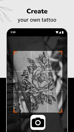 Create custom tattoo feature with camera option to capture or upload photo for tattoo placement