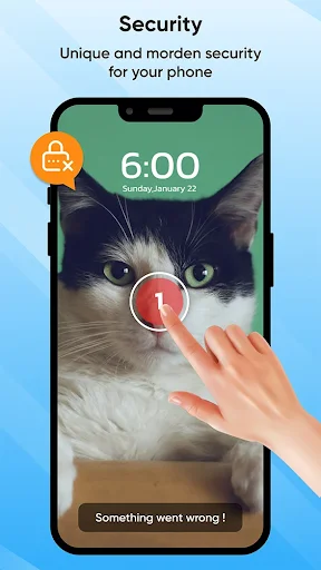 Security error screen showing failed password attempt on cat photo lock screen with error message