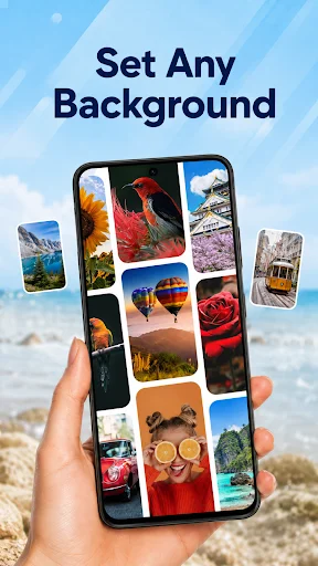 Set any background for lock screen with photo gallery options to personalize touch-based phone security