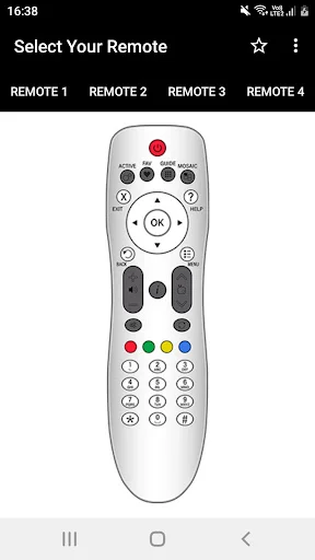 Videocon d2h Remote selection screen - White controller with OK button, navigation arrows, and numeric keypad