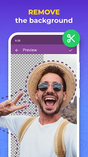 Background removal preview showing transparent background feature for sticker personalization