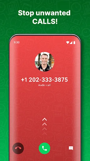 Spam Call Blocker app showing incoming call screen with reject option to stop unwanted calls instantly