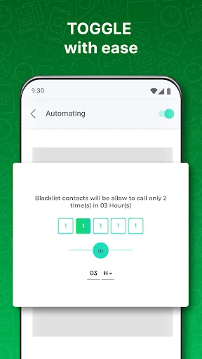 Automating toggle screen with timer to temporarily allow blacklisted contacts to call for set hours