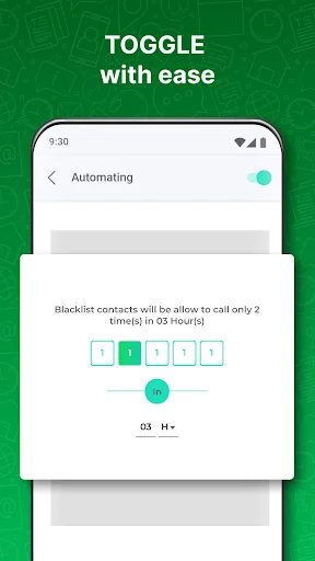 Easy toggle automation feature allowing temporary access for blacklisted numbers with hour timer control